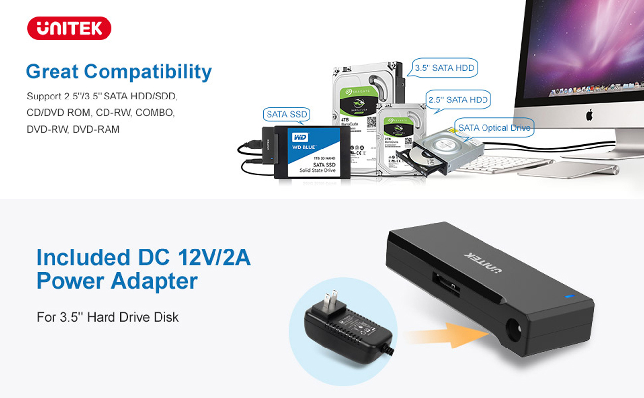 UNITEK Hard Drive Adapters-Y-1099NEW